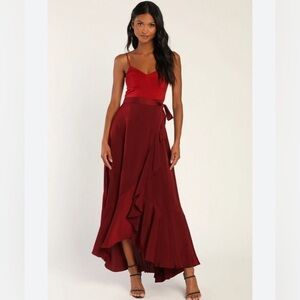 Lulus color block long ruffle dress